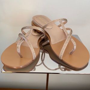 Pelle Moda Neka Gold Silk Sandal with Crystals